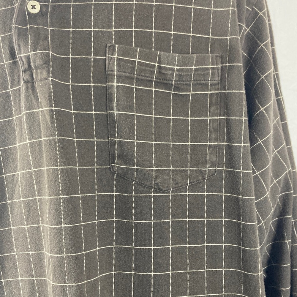 Polo by Ralph Lauren Men Shirt Brown w White Long Sleeves Two Button Placket - Picture 4 of 8